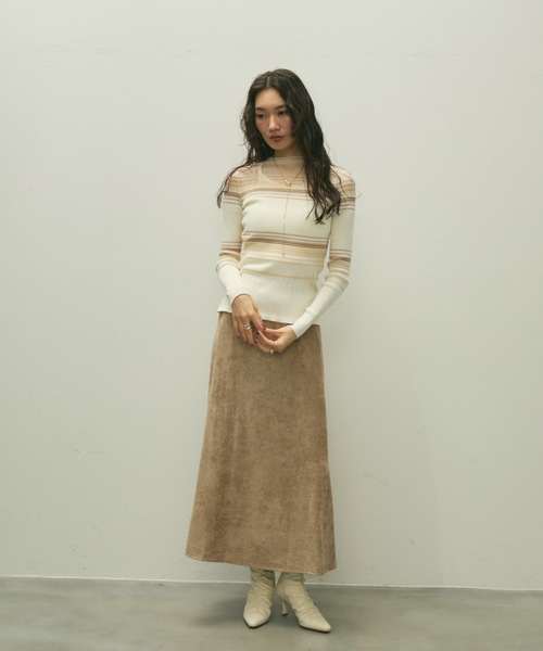 Lutim by u(ルチバイユー)の「Eco suede easy skirt / エコスエードイージースカート(スカート・レディース・ベージュ/ブラック・FREE)」の18枚目の写真