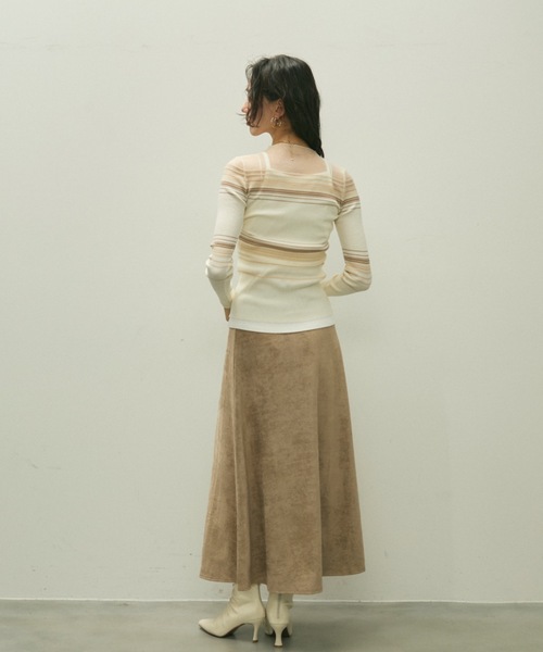 Lutim by u(ルチバイユー)の「Eco suede easy skirt / エコスエードイージースカート(スカート・レディース・ベージュ/ブラック・FREE)」の20枚目の写真