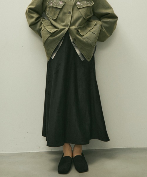 Lutim by u(ルチバイユー)の「Eco suede easy skirt / エコスエードイージースカート(スカート・レディース・ベージュ/ブラック・FREE)」の22枚目の写真
