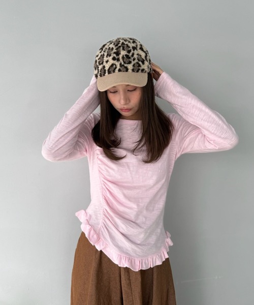 SANSeLF（サンセルフ）の「【SANSeLF】 レオパード柄ボアキャップ コーデュロイバイザー saa25a094（キャップ・レディース・レオパード・FREE）」の2枚目の写真