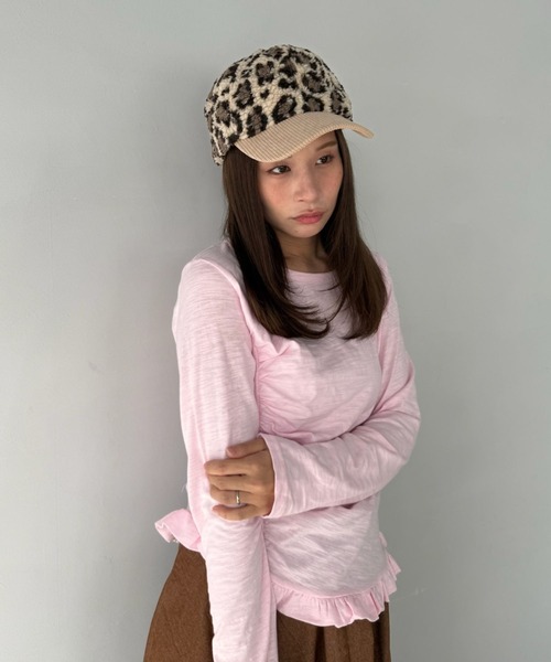 SANSeLF（サンセルフ）の「【SANSeLF】 レオパード柄ボアキャップ コーデュロイバイザー saa25a094（キャップ・レディース・レオパード・FREE）」の3枚目の写真