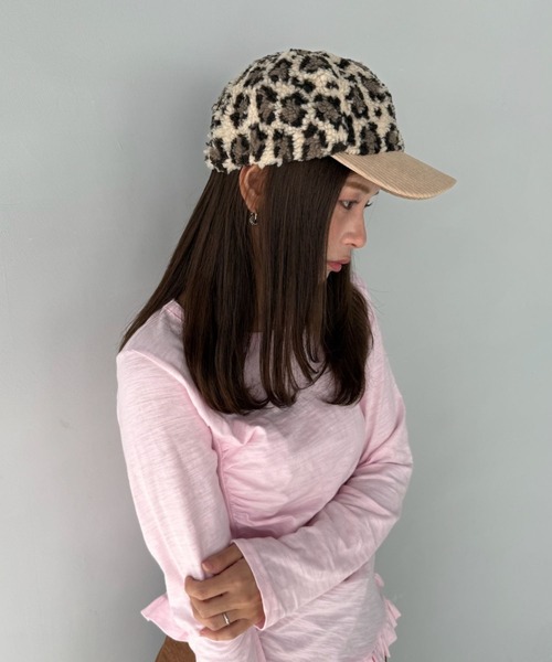 SANSeLF（サンセルフ）の「【SANSeLF】 レオパード柄ボアキャップ コーデュロイバイザー saa25a094（キャップ・レディース・レオパード・FREE）」の4枚目の写真