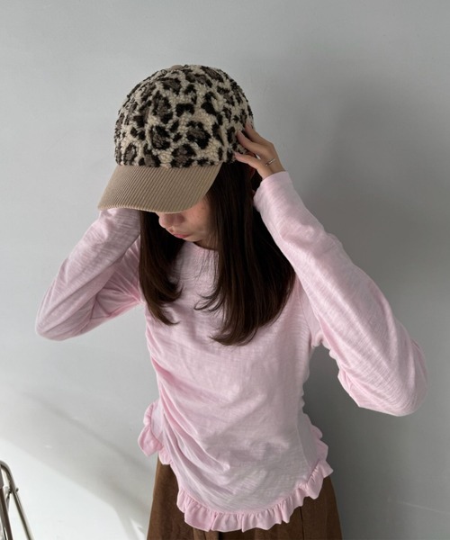 SANSeLF（サンセルフ）の「【SANSeLF】 レオパード柄ボアキャップ コーデュロイバイザー saa25a094（キャップ・レディース・レオパード・FREE）」の5枚目の写真