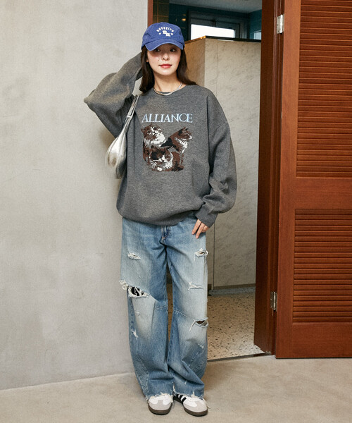 PUBLUX（パブリュクス）の「PUBLUX/パブリュクス 3 キャット デザイン ハイゲージ ニット　限定展開（ニット/セーター・レディース・チャコールグレー/ブラック/ネイビー・SMALL/MEDIUM/LARGE）」の19枚目の写真