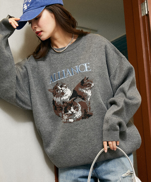 PUBLUX（パブリュクス）の「PUBLUX/パブリュクス 3 キャット デザイン ハイゲージ ニット　限定展開（ニット/セーター・レディース・チャコールグレー/ブラック/ネイビー・SMALL/MEDIUM/LARGE）」の21枚目の写真