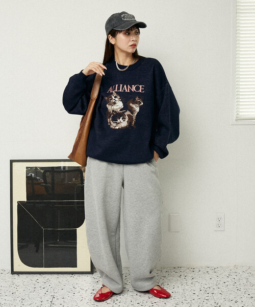 セール】PUBLUX/パブリュクス 3 キャット デザイン ハイゲージ ニット