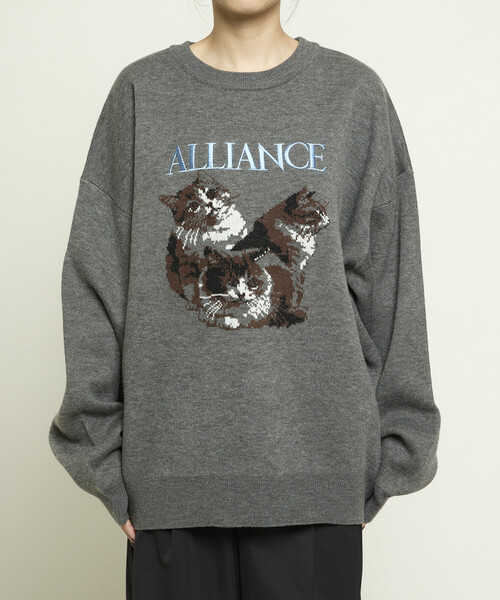 PUBLUX（パブリュクス）の「PUBLUX/パブリュクス 3 キャット デザイン ハイゲージ ニット　限定展開（ニット/セーター・レディース・チャコールグレー/ブラック/ネイビー・SMALL/MEDIUM/LARGE）」の11枚目の写真