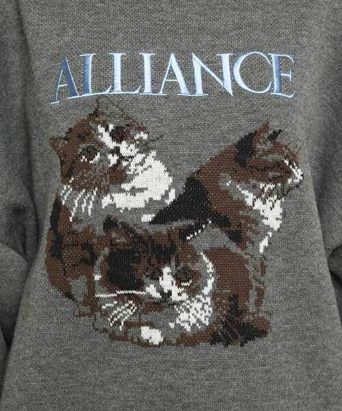 PUBLUX（パブリュクス）の「PUBLUX/パブリュクス 3 キャット デザイン ハイゲージ ニット　限定展開（ニット/セーター・レディース・チャコールグレー/ブラック/ネイビー・SMALL/MEDIUM/LARGE）」の15枚目の写真