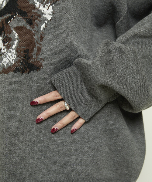 PUBLUX（パブリュクス）の「PUBLUX/パブリュクス 3 キャット デザイン ハイゲージ ニット　限定展開（ニット/セーター・レディース・チャコールグレー/ブラック/ネイビー・SMALL/MEDIUM/LARGE）」の16枚目の写真