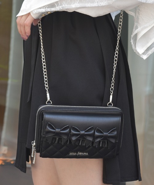 axes femme（アクシーズファム）の「リボンキルトヨコ型ショルダー（ショルダーバッグ・レディース・ワイン/ブラック・FREE）」の2枚目の写真