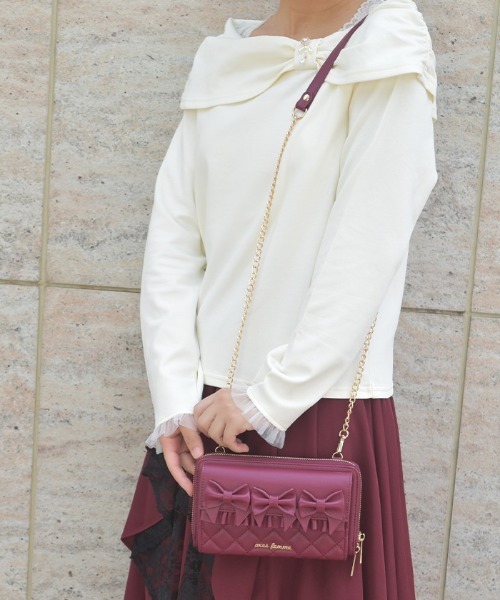 axes femme（アクシーズファム）の「リボンキルトヨコ型ショルダー（ショルダーバッグ・レディース・ワイン/ブラック・FREE）」の4枚目の写真