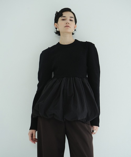 CLANE(クラネ)の「DOCKING POWERSHOULDER KNIT TOPS(ニット/セーター・レディース・ブラック/アイボリー/ベージュ・2/1)」の14枚目の写真