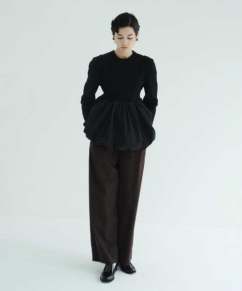CLANE(クラネ)の「DOCKING POWERSHOULDER KNIT TOPS(ニット/セーター・レディース・ブラック/アイボリー/ベージュ・2/1)」の6枚目の写真