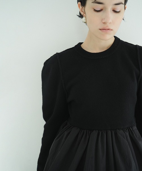 セール】DOCKING POWERSHOULDER KNIT TOPS（ニット/セーター）｜CLANE