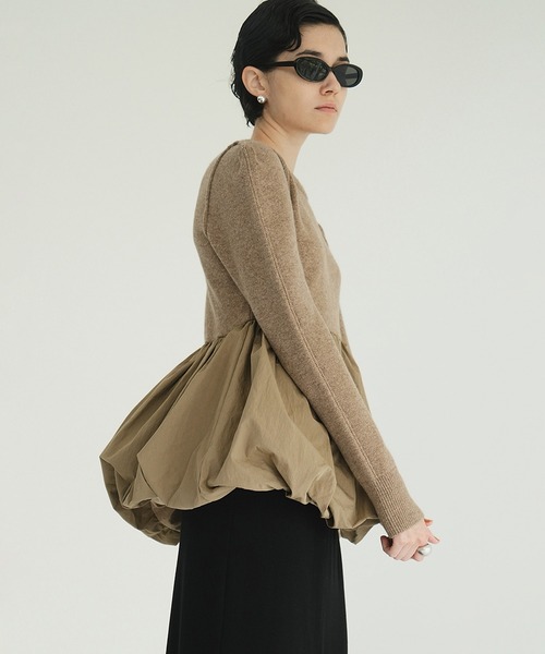 セール】DOCKING POWERSHOULDER KNIT TOPS（ニット/セーター）｜CLANE