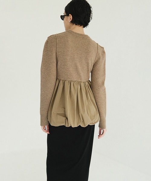 セール】DOCKING POWERSHOULDER KNIT TOPS（ニット/セーター）｜CLANE