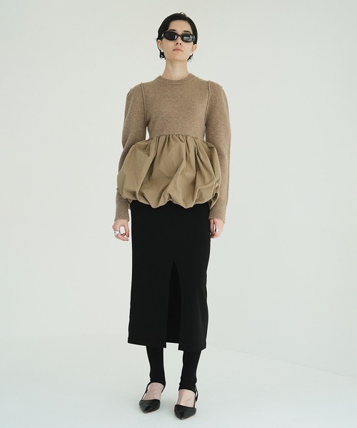 セール】DOCKING POWERSHOULDER KNIT TOPS（ニット/セーター）｜CLANE