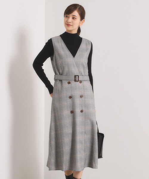 ITS'DEMO（イッツデモ）の「【手洗い可】チェック柄ジャンスカ（ワンピース・レディース・ダークブラウン系1/ブラック系1/グレー系1・00）」の6枚目の写真