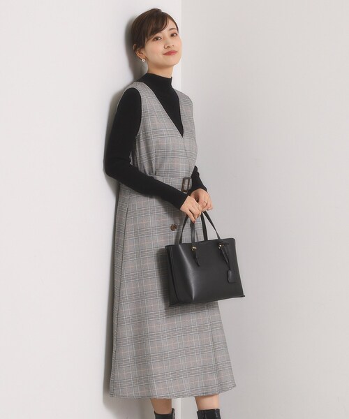 ITS'DEMO（イッツデモ）の「【手洗い可】チェック柄ジャンスカ（ワンピース・レディース・ダークブラウン系1/ブラック系1/グレー系1・00）」の7枚目の写真