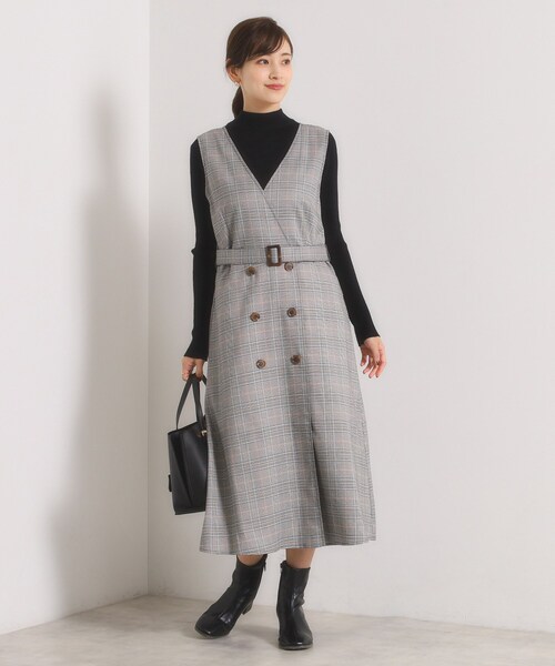 ITS'DEMO（イッツデモ）の「【手洗い可】チェック柄ジャンスカ（ワンピース・レディース・ダークブラウン系1/ブラック系1/グレー系1・00）」の8枚目の写真