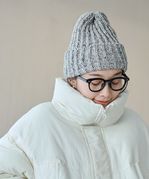 HIGHLAND 2000（ハイランドトゥーサウザンド）の「【HIGHLAND 2000（ハイランド2000）】メランジリブニットキャップ（別注カラーあり）（ニットキャップ/ビーニー・レディース・ブラウン系/ライトグレー/コバルトブルー・FREE）」の4枚目の写真