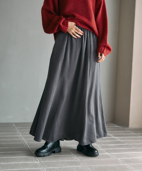 LEPSIM（レプシィム）の「ハギハギサテンフレアスカート　600161（スカート・レディース・チャコールグレー/アイボリー/ブラウン・FREE）」の13枚目の写真