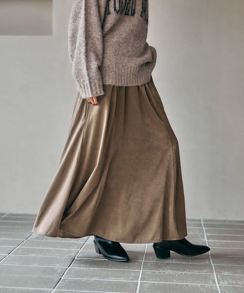 LEPSIM（レプシィム）の「ハギハギサテンフレアスカート　600161（スカート・レディース・チャコールグレー/アイボリー/ブラウン・FREE）」の21枚目の写真