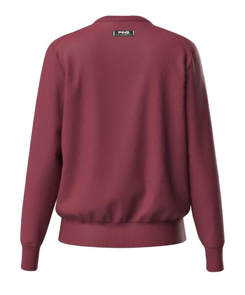【ホワイト】エンボス加工ウールライククルーネックニットプルオーバー <LADIES LINE> (LADIES) PING（ピン） ニット セーター 「PING APPAREL」エンボス加工ウール