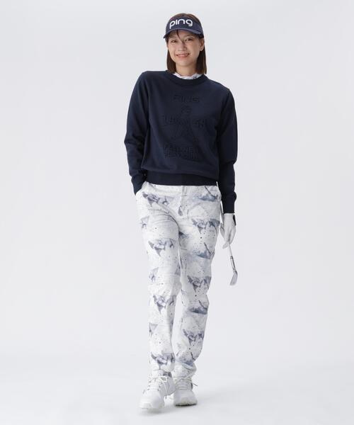 セール】【PING APPAREL】エンボス加工ウールライククルーネックニット