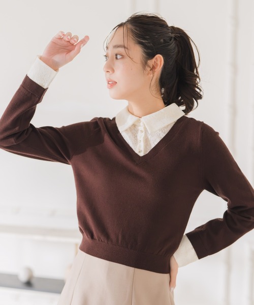 MISCH MASCH(ミッシュマッシュ)の「レースシャツドッキングニット(ニット/セーター・レディース・ブルー/グレー/ブラウン・フリ-)」の12枚目の写真