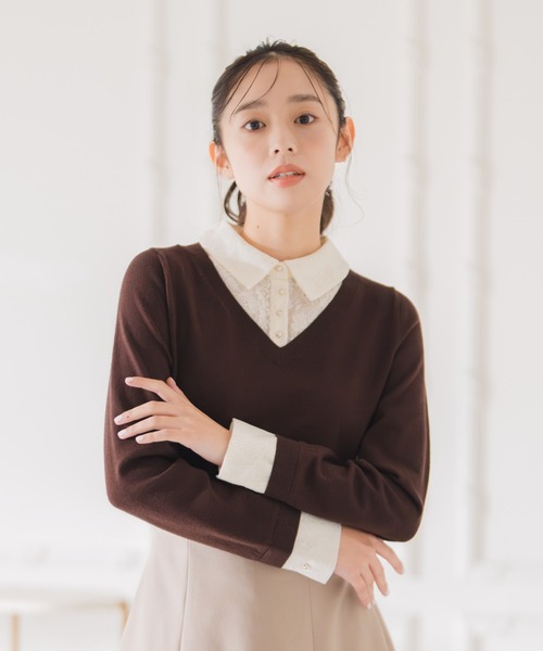 MISCH MASCH(ミッシュマッシュ)の「レースシャツドッキングニット(ニット/セーター・レディース・ブルー/グレー/ブラウン・フリ-)」の8枚目の写真