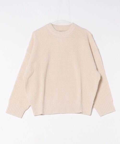 sunny branch(サニーブランチ)の「★畦編みクルーネックニット★(ニット/セーター・レディース・オレンジ/ブルー/チャコールグレー/グレー/ベージュ・FREE)」の1枚目の写真