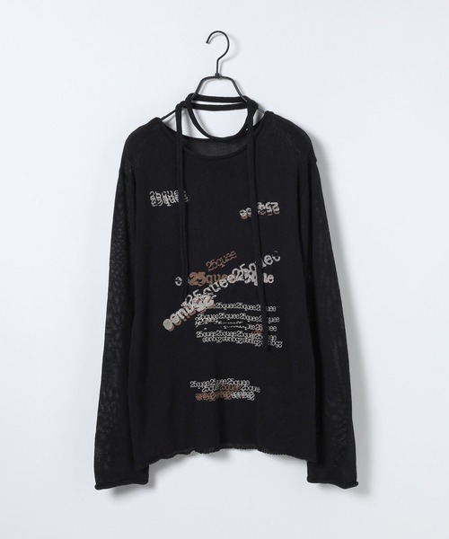 25quee】シアーロゴプリントニット/629967（ニット/セーター