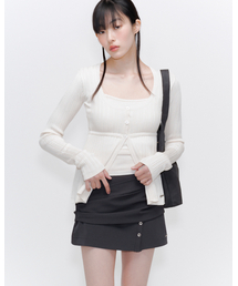 Miseki SEOUL（ミセキソウル）の「Ribbed layered cardigan knit IVORY（ニット/セーター・レディース）」