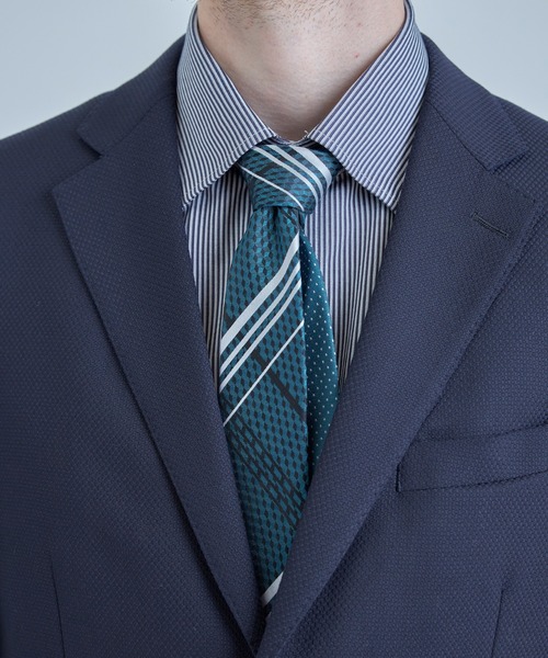 MEN'S BIGI（メンズビギ）の「チェックxドット柄シルクネクタイ（ネクタイ・メンズ・ピンク/ターコイズブルー・FREE）」の6枚目の写真