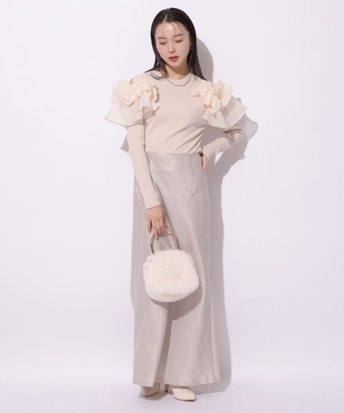 Mystrada（マイストラーダ）の「オフショルパフニット（ニット/セーター・レディース・ピンクベージュ/ブルーグレー/ブラック/ブラック系その他・38）」の12枚目の写真