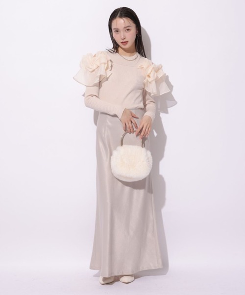 Mystrada（マイストラーダ）の「オフショルパフニット（ニット/セーター・レディース・ピンクベージュ/ブルーグレー/ブラック/ブラック系その他・38）」の13枚目の写真