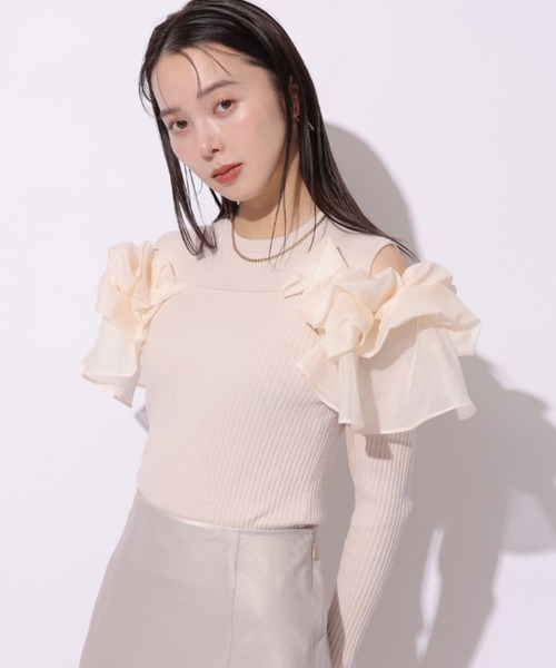 Mystrada（マイストラーダ）の「オフショルパフニット（ニット/セーター・レディース・ピンクベージュ/ブルーグレー/ブラック/ブラック系その他・38）」の10枚目の写真