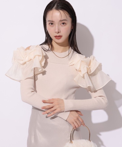 Mystrada（マイストラーダ）の「オフショルパフニット（ニット/セーター・レディース・ピンクベージュ/ブルーグレー/ブラック/ブラック系その他・38）」の11枚目の写真