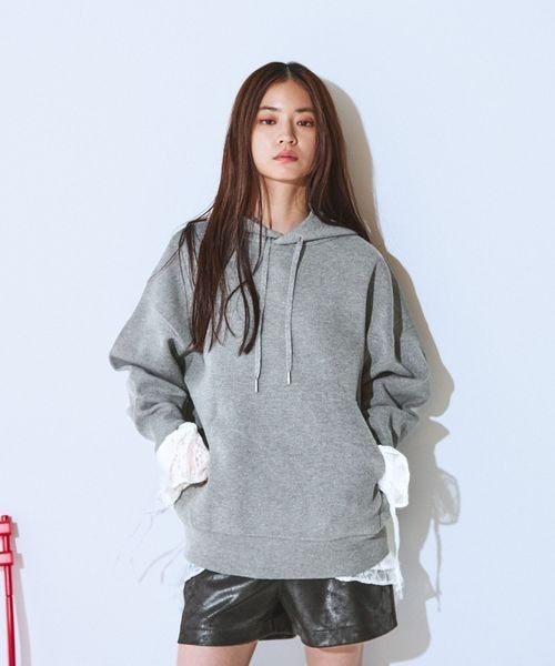 JEANASIS（ジーナシス）の「12G Wジャガードニットフーディ/629914（パーカー・レディース・ブラック/ネイビー/グレー/オフホワイト・FREE）」の4枚目の写真