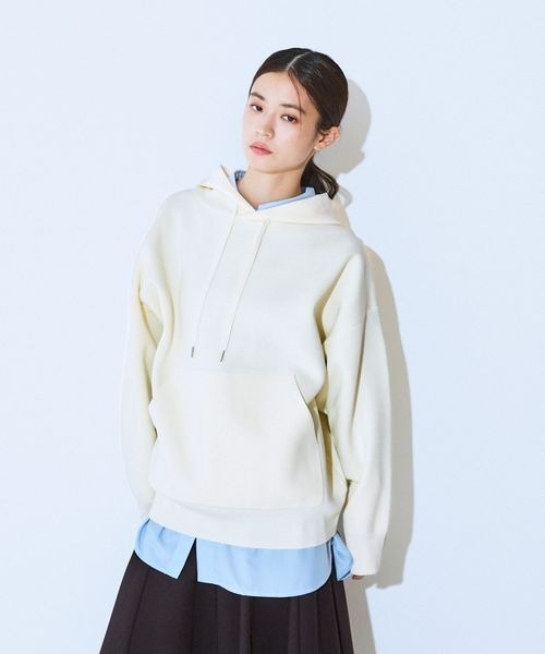 JEANASIS（ジーナシス）の「12G Wジャガードニットフーディ/629914（パーカー・レディース・ブラック/ネイビー/グレー/オフホワイト・FREE）」の2枚目の写真