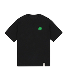 [ユニセックス]グリーンシーリングスモールドローイングスマイル半袖Tシャツ_ブラック