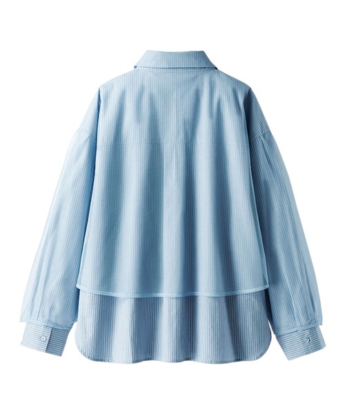 BELLUNA PLUS（ベルーナ）の「華やぎチュール重ねシャツブラウス（シャツ/ブラウス・レディース・ブルー系/イエロー/グレー系・LARGE/X-LARGE/MEDIUM）」の14枚目の写真