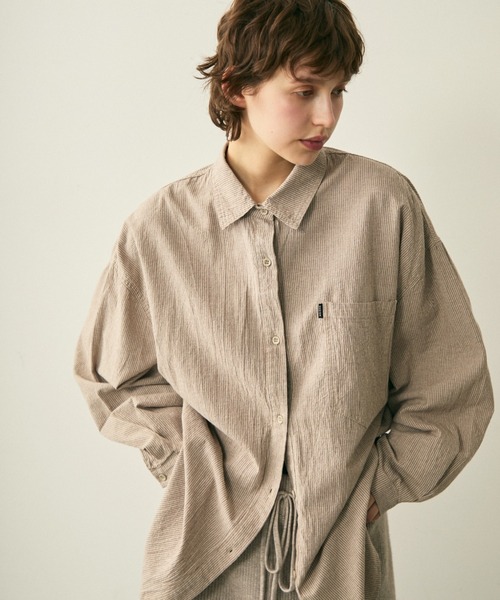 boyfriend stripe overe shirt / ボーイフレンドストライプオーバー