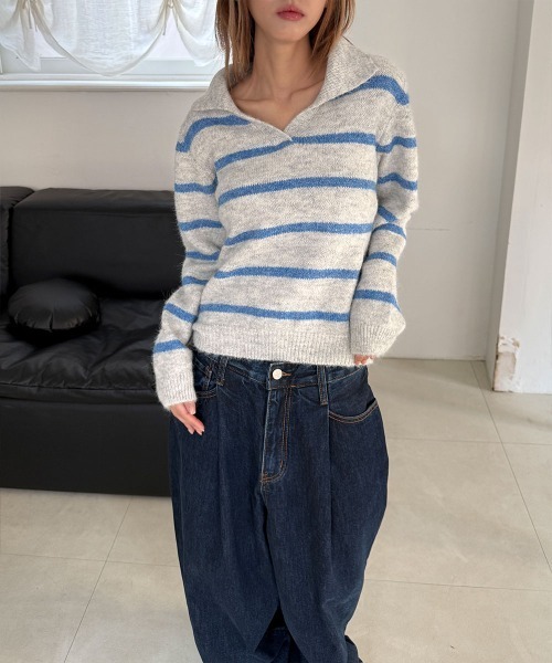4INT.(フォイント)の「ピンタック オーバーシルエット デニム ワイド パンツ(デニムパンツ・レディース・ブルー/ブラック・S/L/M)」の9枚目の写真