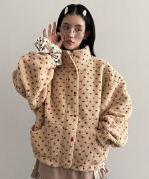 LAC-VERT | スタンドカラーハート柄ボアブルゾン(ブルゾン)