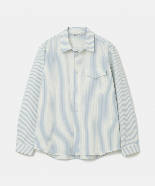 UNIFORM BRIDGE(ユニフォームブリッジ)の「seersucker pocket shirt blue stripe(シャツ/ブラウス・メンズ・その他・MEDIUM/LARGE/X-LARGE/XX-LARGE)」の1枚目の写真