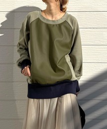 Q | フェイクレザープルオーバー(スウェット)