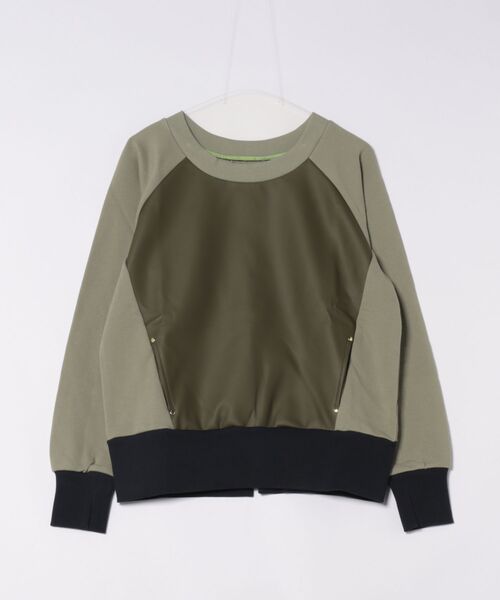 Q（キュー）の「フェイクレザープルオーバー（スウェット・レディース・カーキ/ベージュ・MEDIUM）」の4枚目の写真