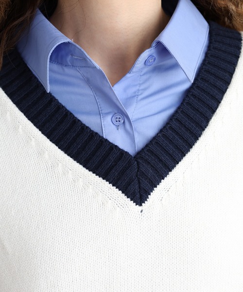 GUESS JEANS(ゲスジーンズ)の「GUESS JEANS ウール Vネックニットセーター(ニット/セーター・レディース・ブラック/クリーム・XS/S/M/L)」の18枚目の写真